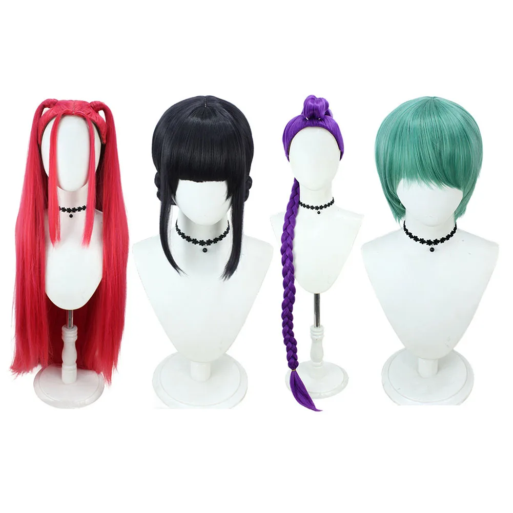 Perruque de Cosplay du film KPOP Demon Hunters Mira/Rumi/Zoey, cheveux longs violets noirs rouges, perruque synthétique résistante à la chaleur, accessoires de fête de carnaval