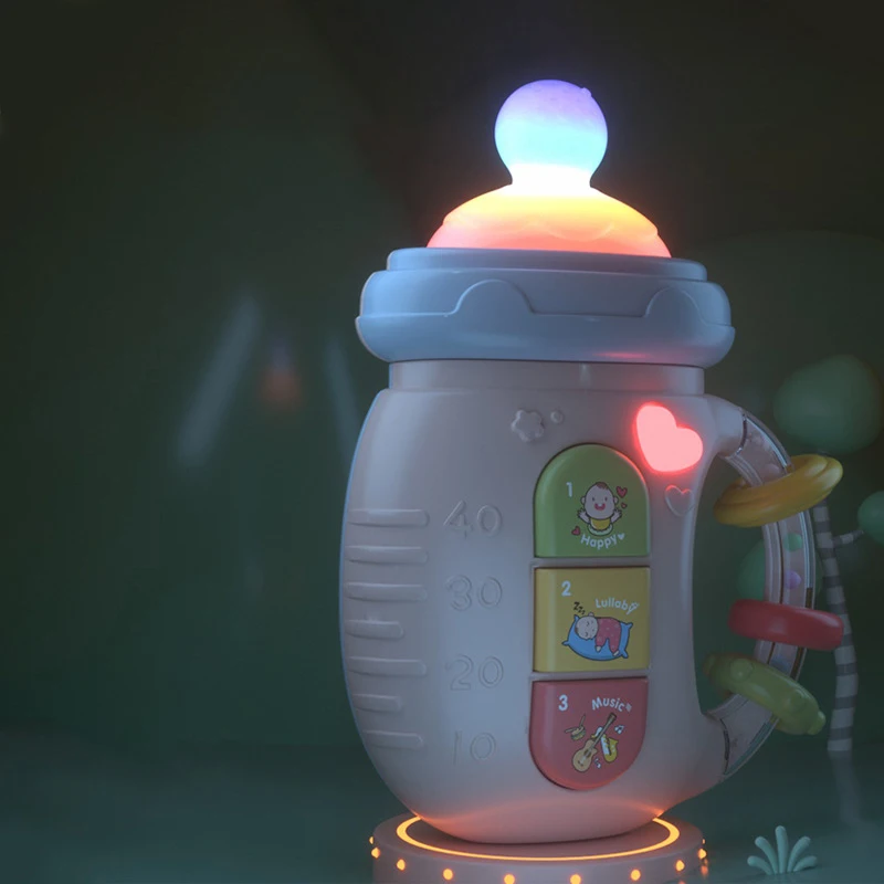 1 pz carino bottiglia illumina musica bambino che suona giocattolo lenitivo apprendimento precoce giocattolo educativo neonato regalo di compleanno giocattolo bambino 18 m +