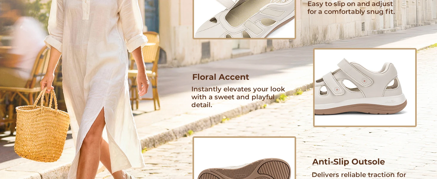 FitVille Damen Sommer-Sandalen, breite Strand-Sandalen, bequeme Diabetiker-Schuhe für Damen, Fußstütze, Slipper für geschwollene Füße – Detail 4