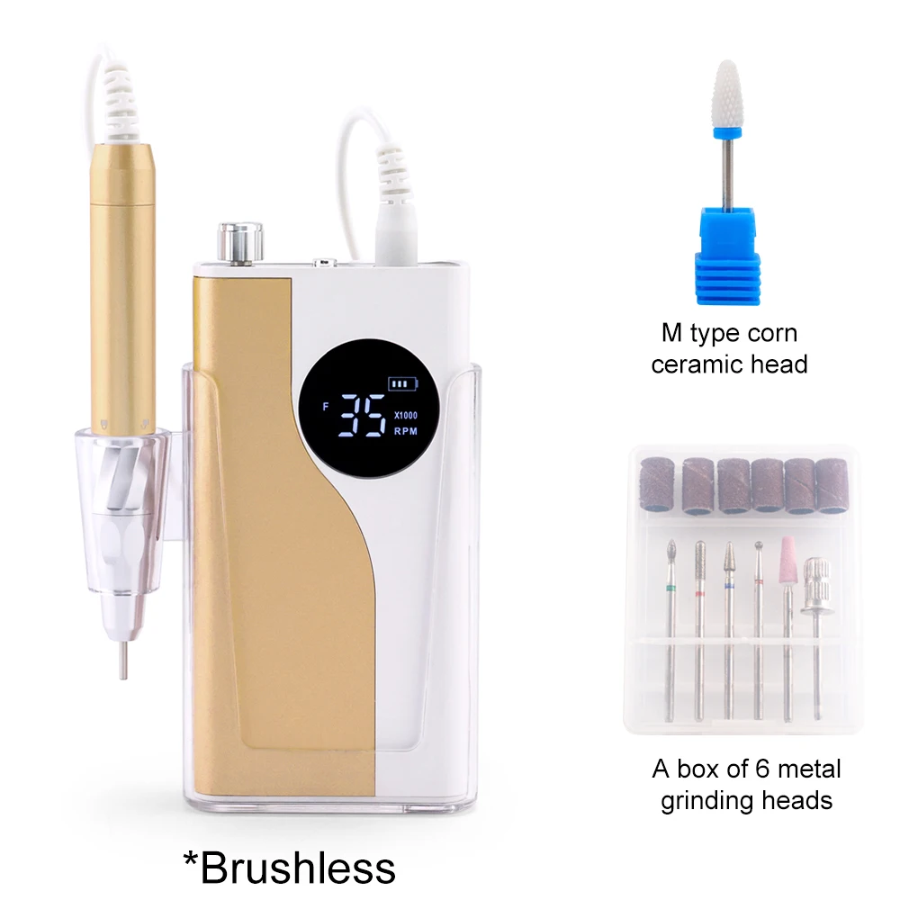 35K borstelloze 85W draadloze nagelboormachine 35000 RPM draagbare oplaadbare manicure gemengde kleuren elektrische nagelvijlboor - afbeelding 1