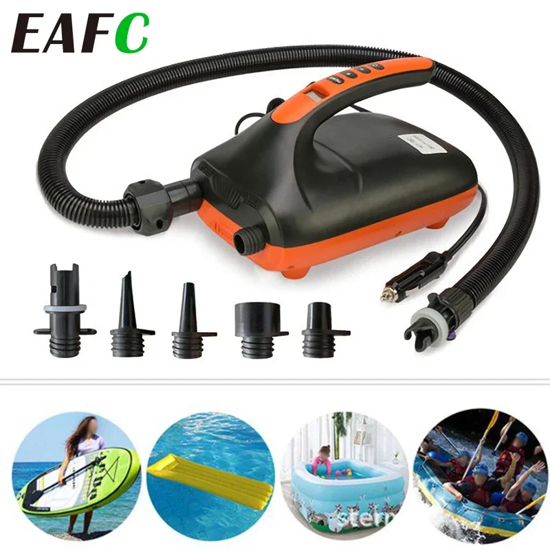 20 PSI Double Stage Electric Air Pump High Pressure Outdoor Paddle Board Pump for SUP Kayak Air Beds 12V Digital Inflatable Pump