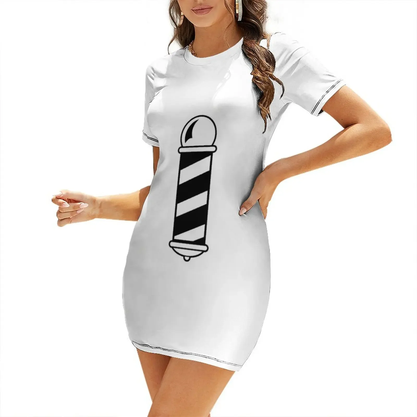 

Barber Shop Pole Short-Sleeved Dress dresses for woman loose women's dress wedding guest dress 2025