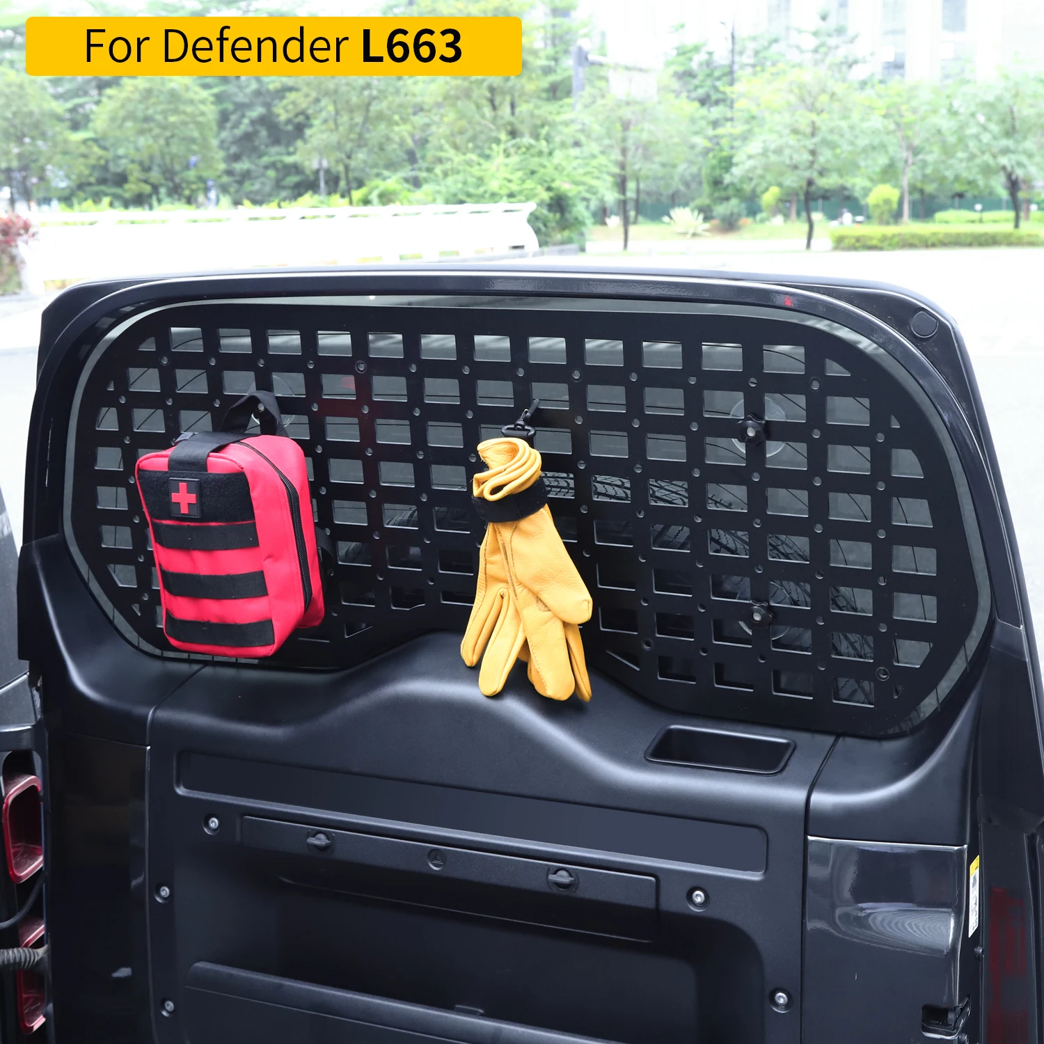 For Land Rover 20-26 Defender L663 90/110 tailgate window hanging panel multifunctional tactical mounting storage panel ABS