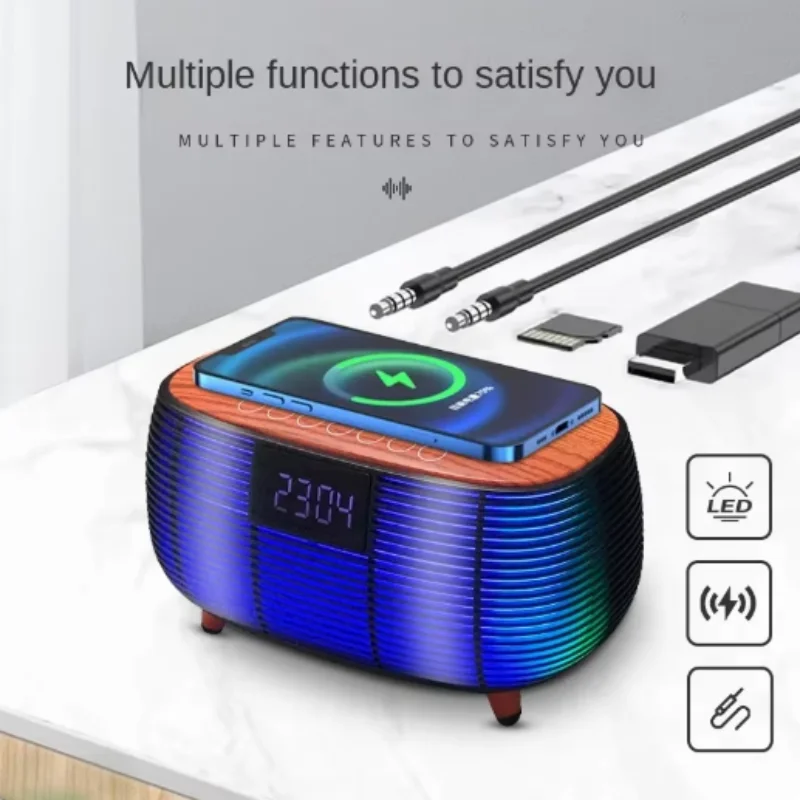 

Caixa De Com Bluetooth Speaker Audience Wireless Charge Power Bass Subwoofer Portable Hands-free with FM Radio Clock Display