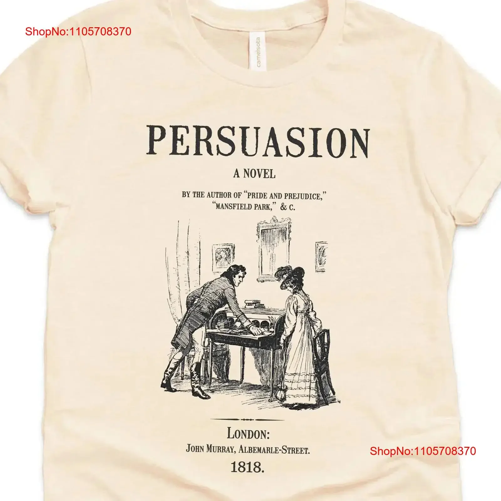 T-shirt Jane Austen Persuasion, classique, littéraire, pour écrivain, vintage, lavé, doux, polyvalent, pour tous les jours