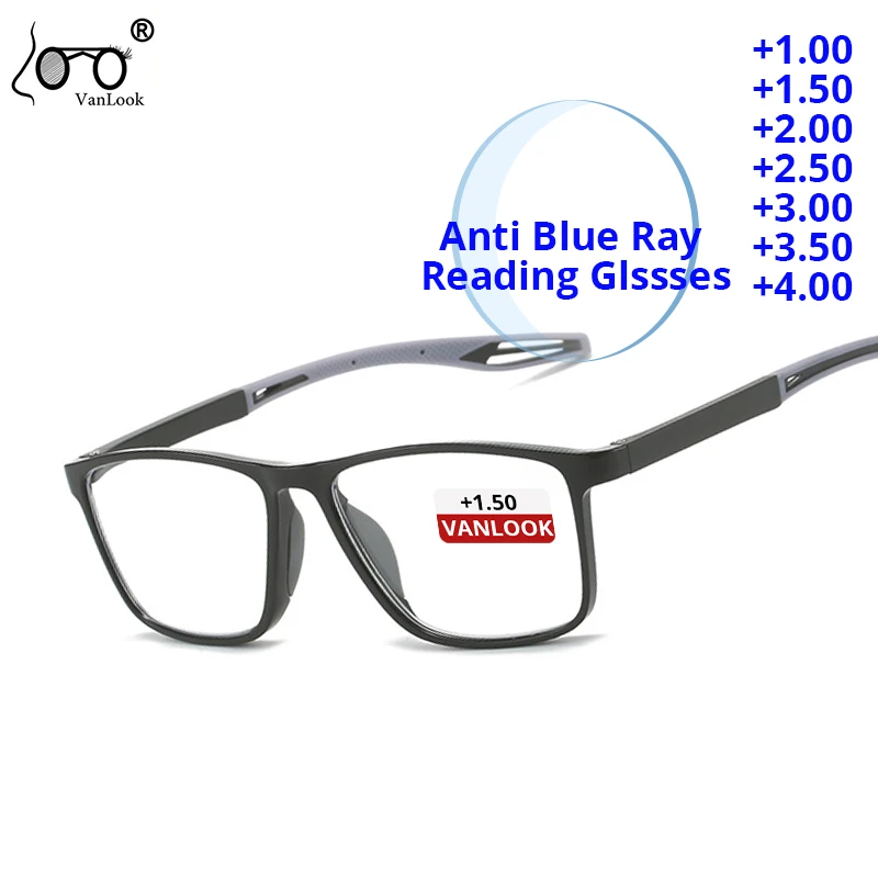 

Women Blue Light Blocking Reading Glasses Men TR90 Big Square Spectacle Frame For Sight Presbyopia +1.00+1.50+2.00+2.50+3.00+3.5