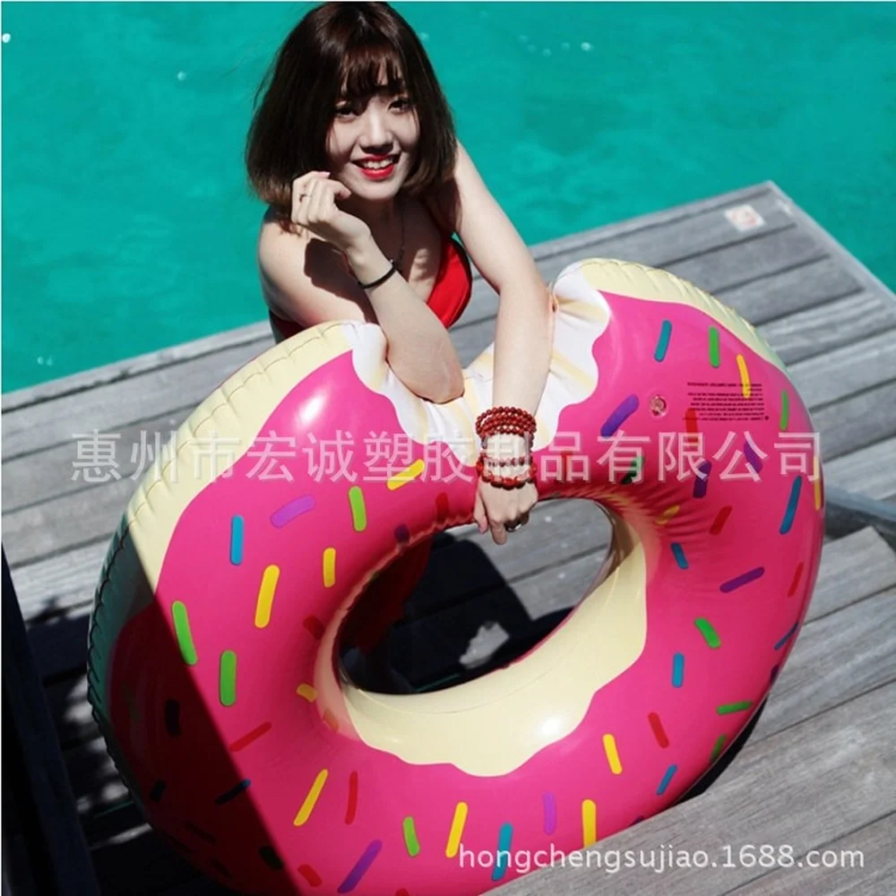 120CM swimming ring inflatable pink donut floating bed underarm ring