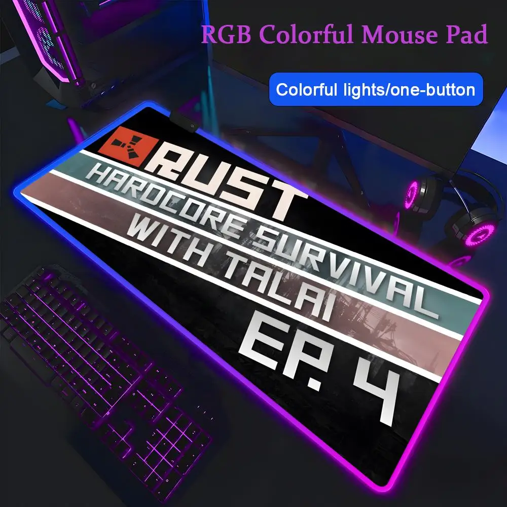 Popular games Rust Cool Mouse Pad Anime Gaming Mouse Pad LED Table Pads Backlit Rubber Desktop XXL Mousepad RGB Desk Mats