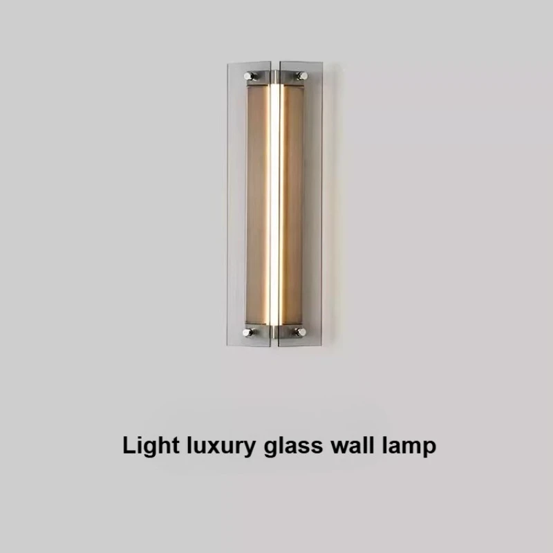

Modern Minimalist Stainless Steel Glass Wall Lamp Retro Living room Background Wall decor LED corridor Bedroom wall sconce light