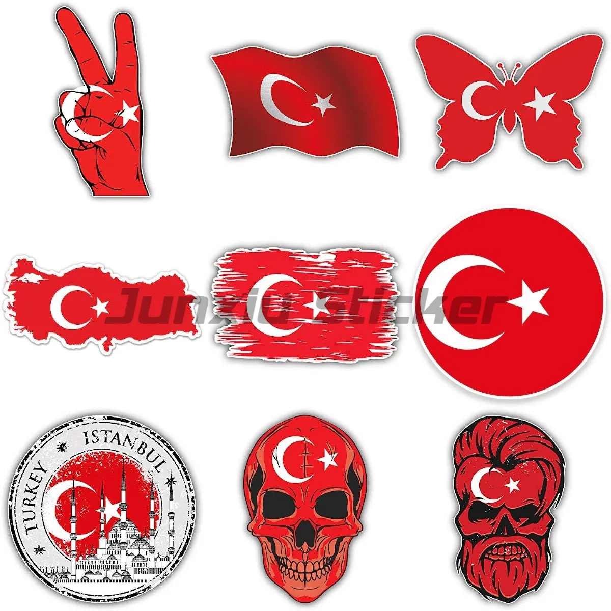 

Turkish Flag Moon and Star Turkey Mustafa Kema Ataturk Signature Colorful Funny Reflective Sticker Car Stickers