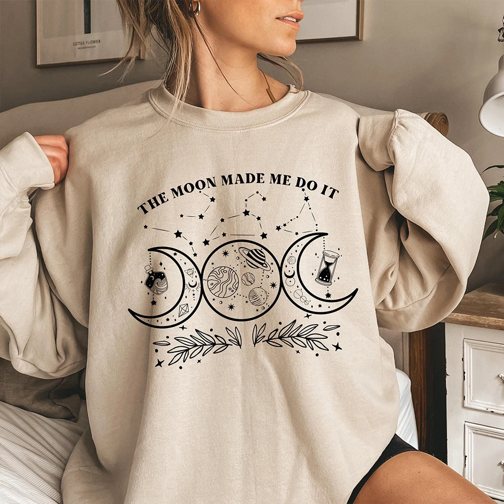 Comfort Fleece Sweatshirt Vintage Retro Mystic Moon And Sun Shirt Celestial Moon Magic Spiritual Witchy Sweatshirt Streetwear