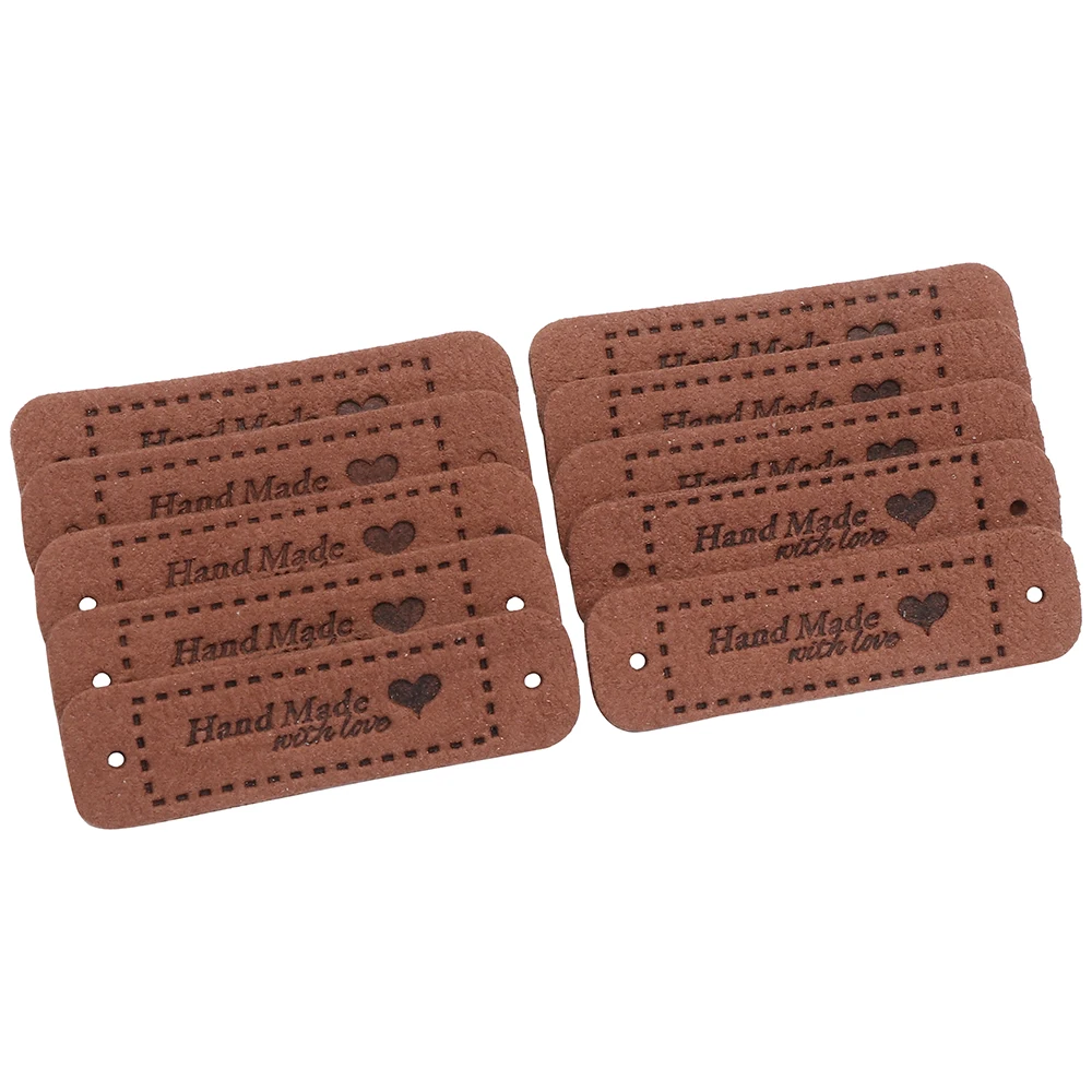 20PCS Handmade PU Leather Sewing Accessories Garment Labels Label Clothes Tags Hand Made With Love