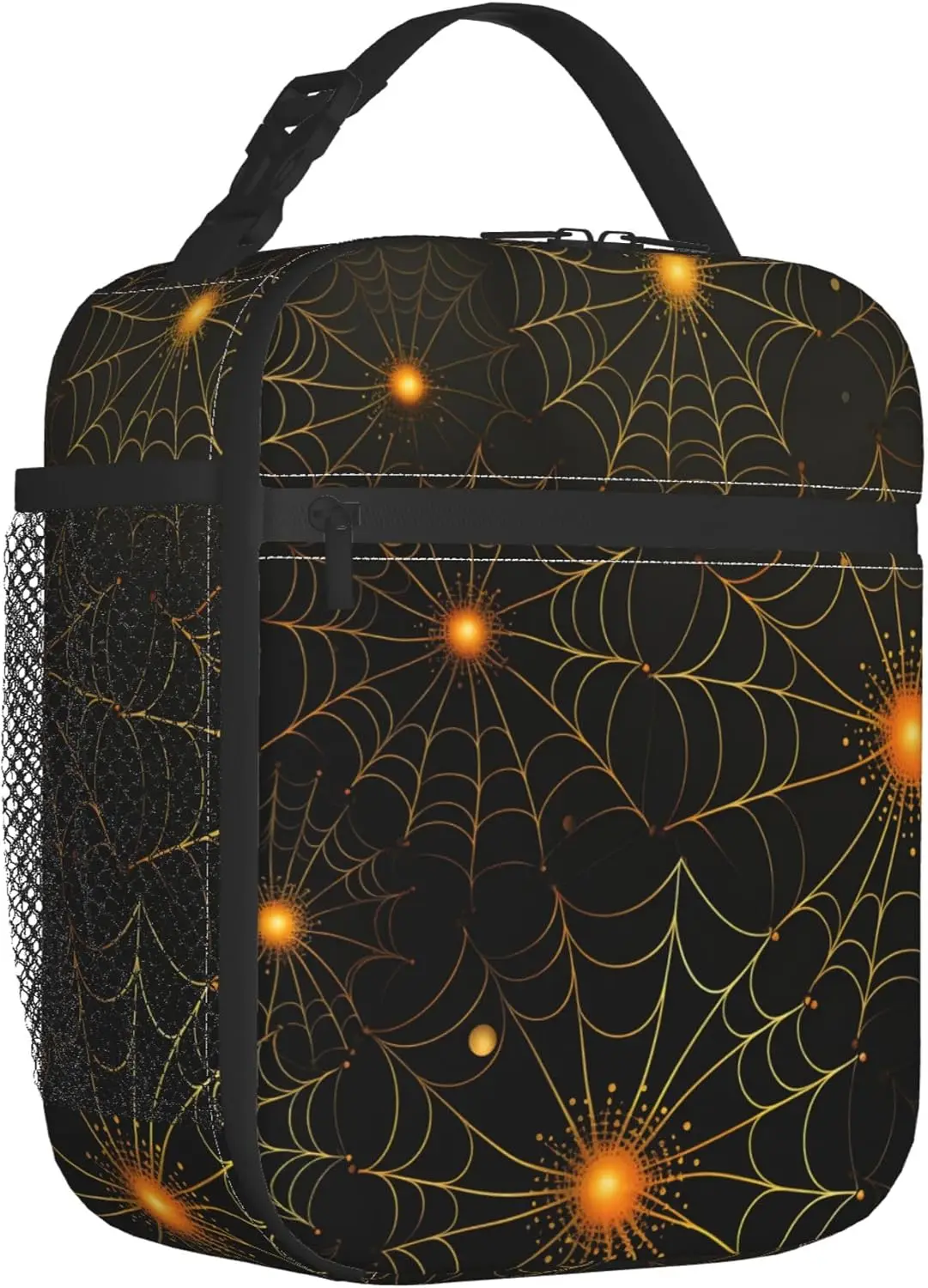 Spider Web Luncha Bag Halloween Cobweb Lunch Box for Women Men Reusable Lunchbox Cooler Thermal Meal
