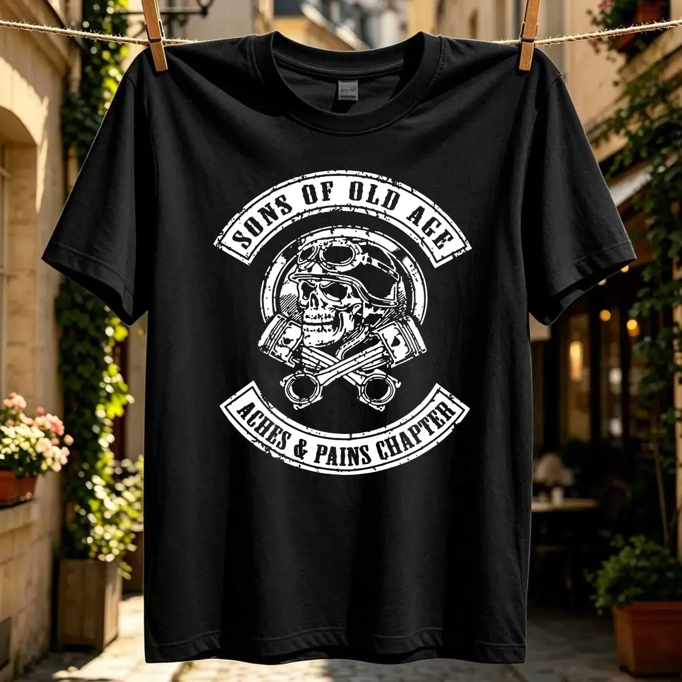 washed T Shirt Sons Of Old Age Aches And Pains Chapter on back long or short sleeves vintage Washed Comfortable Stylish