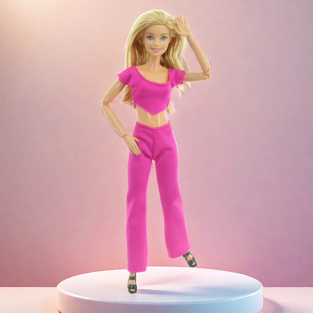 30cm Doll Clothes Accessories Simple Fashion Solid Colour Top + Pants Set For 1/6 BJD Supermodel Doll City Girl Daily Dress Up