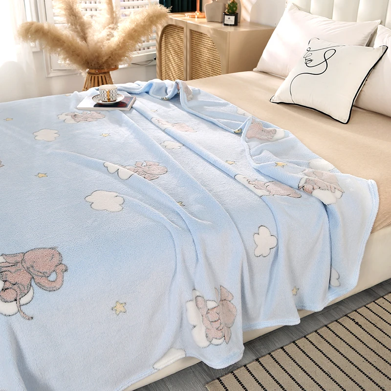 Elephant Throw Blankets for Kids Soft Cozy Flannel Elephant Blanket with Star Blue Grey Fluffy Fuzzy Elephant Blankets for Boys