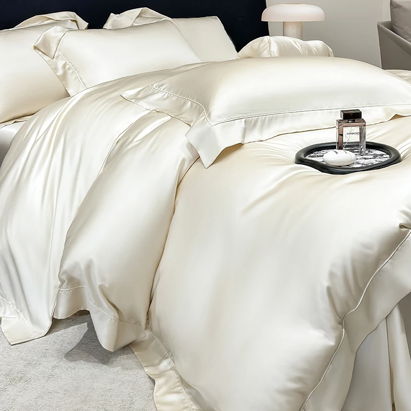 

600TC Lyocell Soft Silky Cool Feeling Solid Color Bedding Set Natural Plant Fibers Duvet Cover Bed Sheet/Fitted Sheet Pillowcase