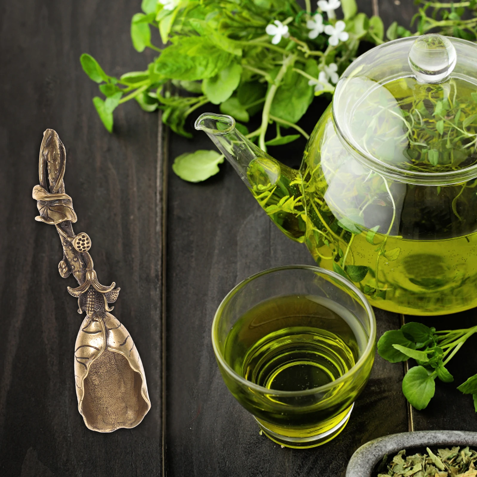 

1pc Pure Copper Tea Scoop Mini Spoon For Coffee Flour Nuts Spice Scooper Kitchen Bathroom Accessories Tea House Restaurant Use