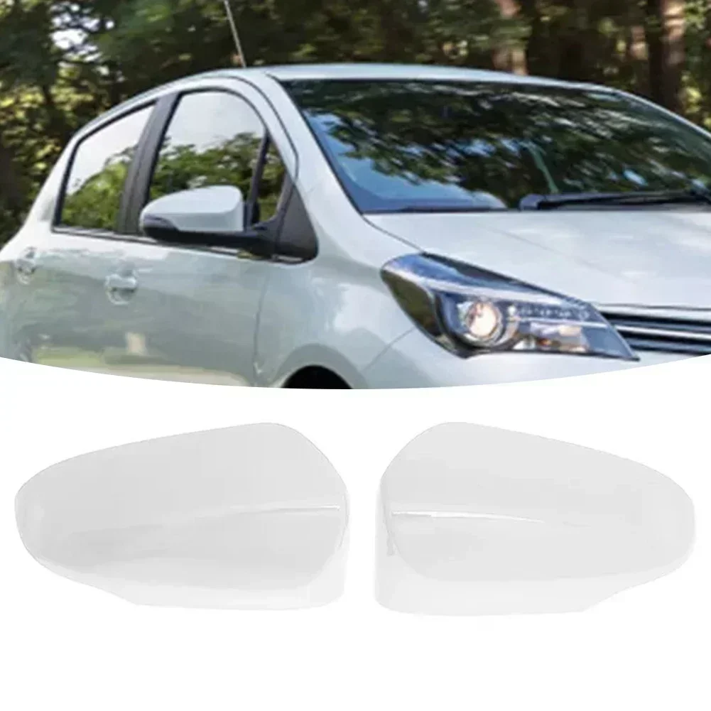 2pcs Car White Rear Mirror Housing Shell Cover Cap For Toyota For Yaris 2012-2020 ABS Anti-corrosion, Wear-resistant, Non-deform