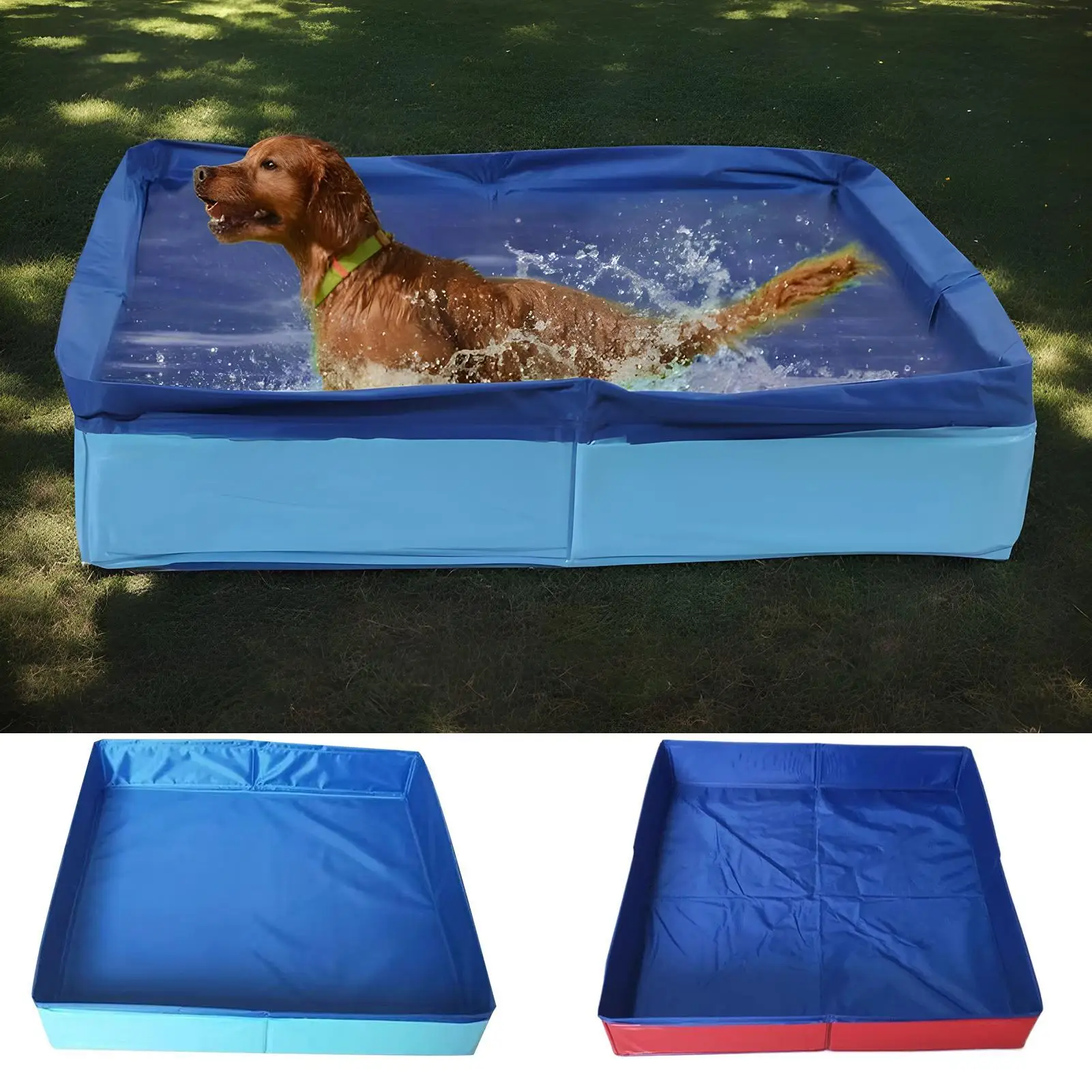 Piscina para mascotas, piscina plegable de PVC para mascotas, piscina para mascotas de forma cuadrada, bañera antideslizante no inflable para cachorros y mascotas