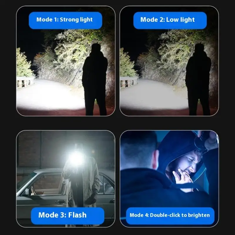 Mini linterna LED recargable, luz de emergencia para acampada con luces laterales y cola de pantalla con imán para explorar acampar