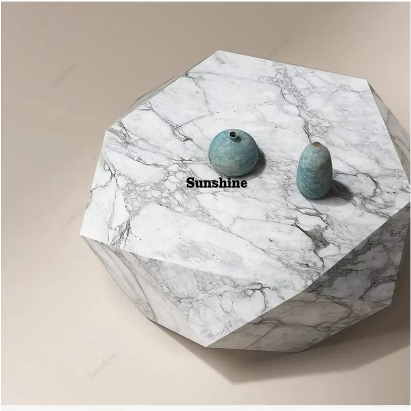 

Geometric Marble Coffee Table, Nordic Minimalist Design for Any Space, Heat & Scratch Resistant, Artistic, Customizable FT