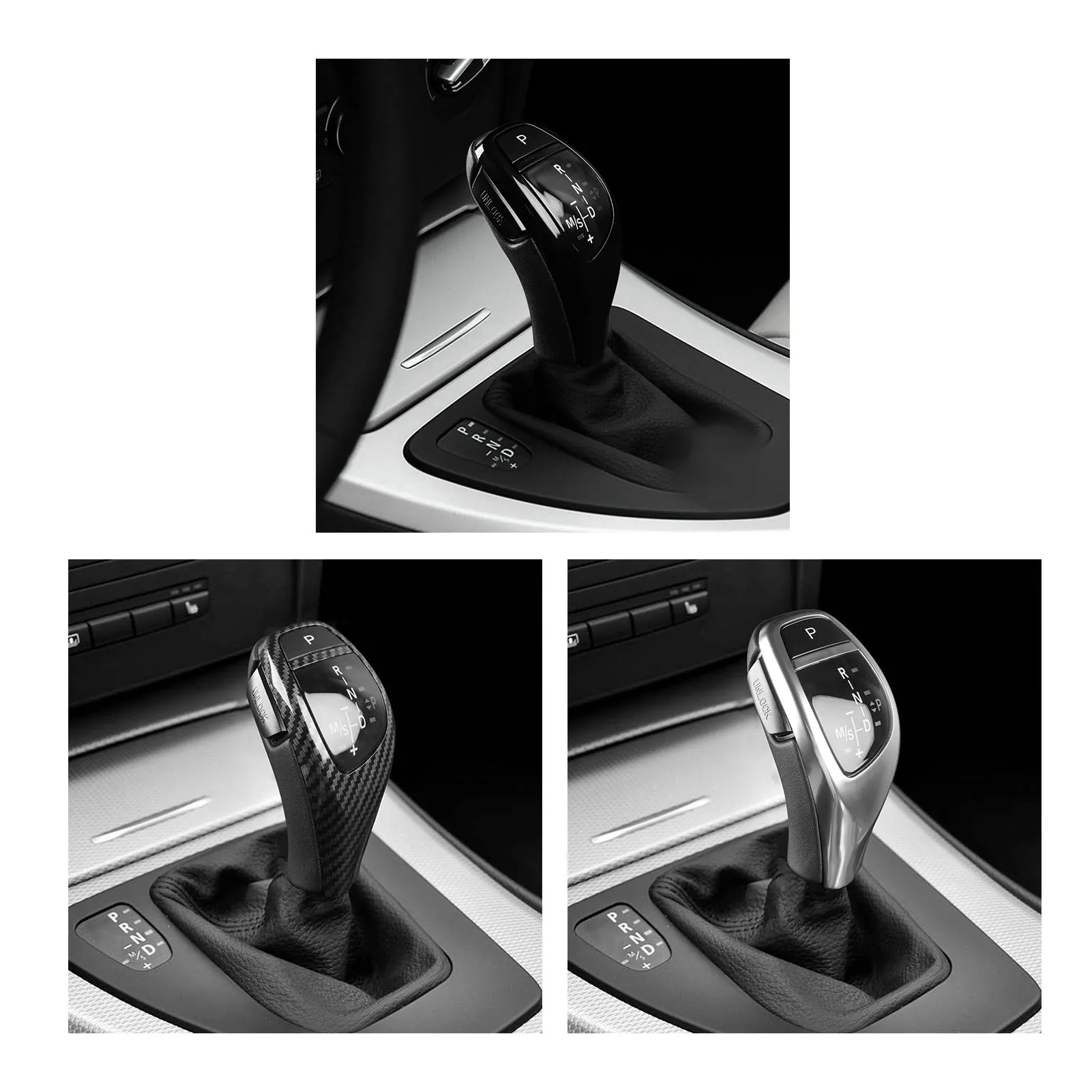 LED Gear Shift Knob Thumb Type Shifter Lever Head Retrofit Kit with One Click Start Button for BMW E90 E91 E92 E93 E81 E84 LHD
