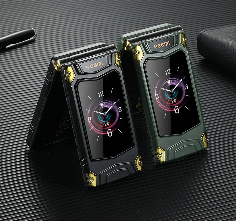 YEEMI M7+ Flip Mobile Phone LTE 4G Double Screen 2300 mAh MP3 MP4 Dual SIM Large Button SOS Quick Dialing Loud Sound CellPhone