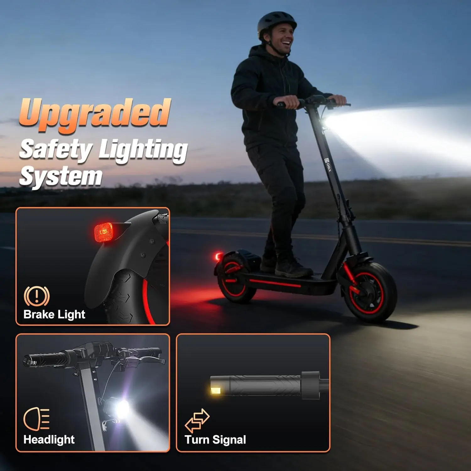 1200W Off-Road Electric Scooter for Adults 48V Long Range 30mph Fast Speed 10'' Pneumatic Tire Foldable Dual Suspensions Scooter - view 7