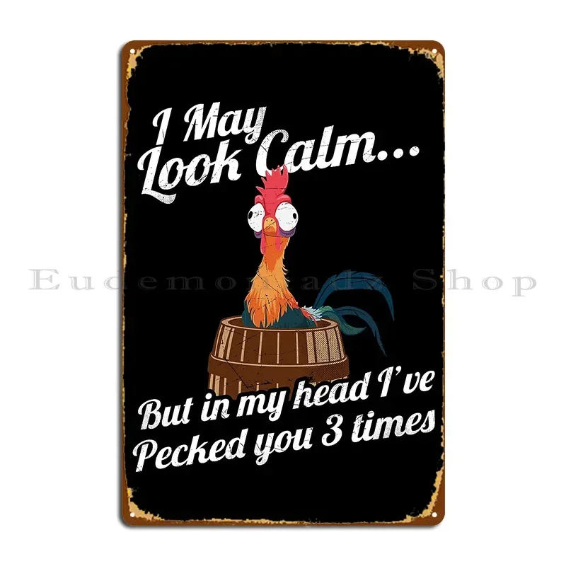 قد أبدو هادئًا ولكن في رأسي، لقد اشتعلت بك 3 مرات علامات معدنية جدار ديكور مصمم نادي المنزل اللوحات تين تسجيل ملصق #1