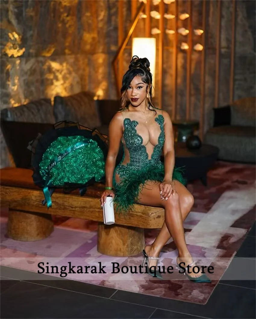 맞춤형 맞춤형 골드 무도회 원피스, 럭셔리 비드 라인스톤 깃털, 생일 파티 칵테일 가운, 홈커밍 로브, 새로운 디자인