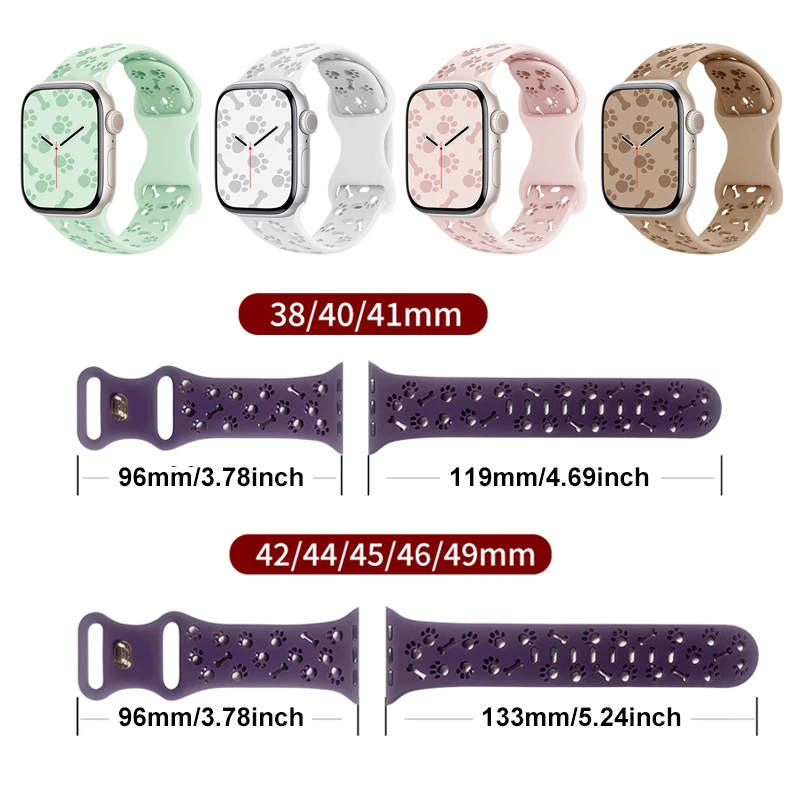 Dog Paw Silicone Strap for Apple Watch Band 49 46mm 45 44 41mm 40 38mm Correa Bracelet for Series 11 10 9 8 7 6 5 4 3 SE Ultra3 - view 6