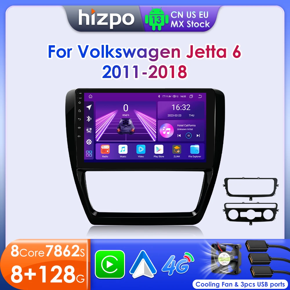 

Hizpo 10,1-дюймовый автомобильный мультимедийный Android для VW Volkswagen Jetta 6 2011-2018 Авторадио Видео Стереоплеер GPS Беспроводной CarPlay