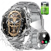 Reloj inteligente militar de acero para hombre, linterna de 1,9 pulgadas para exteriores, 700mAh, reloj deportivo para Fitness, llamada Bluetooth, reloj inteligente para Android iOS