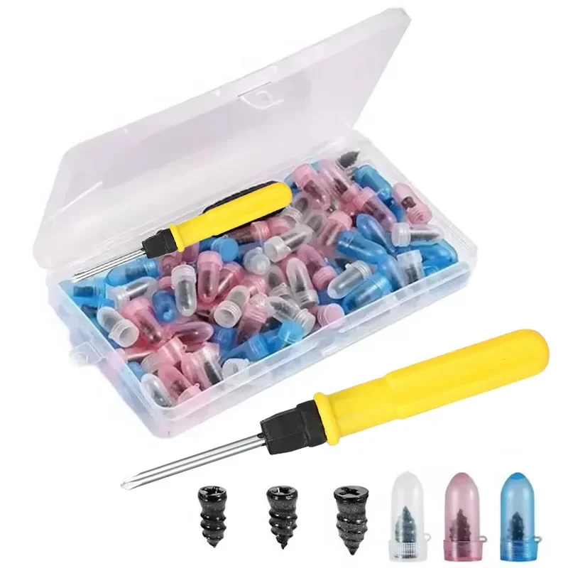 

60/100pcs Vacuum Car Tyre Repair Rubber Set Universal Tire Screw Tubeless Repair Tools Accessories Kit for Motorcycle Truck