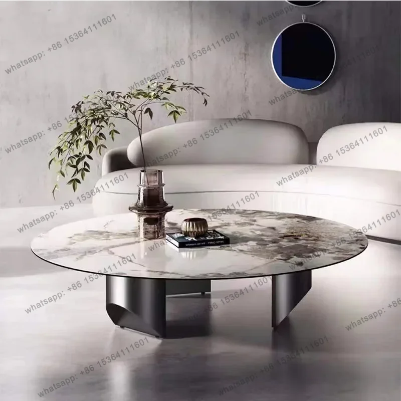 LD Slate Italian Minimalist Small Apartment Living Room Fashionable High-end Round Pandora Rock Slab Matching Round Table