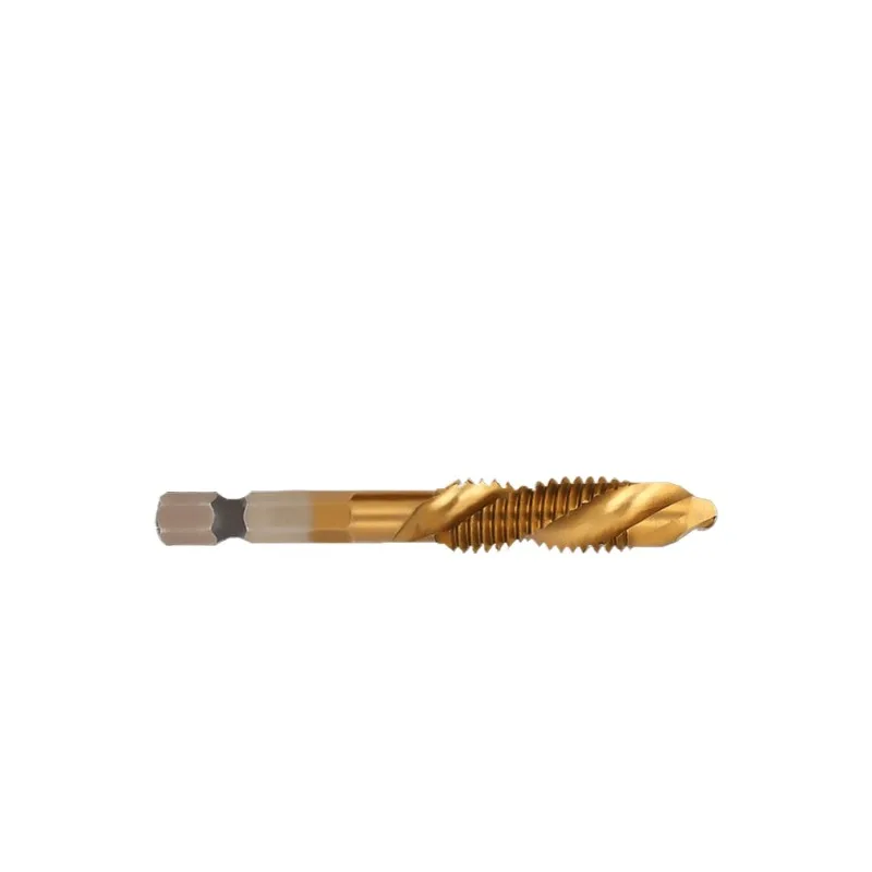 For Titanium-plated Cobalt-containing Tap Hexagonal Shank Drilling and Tapping Chamfering Integrated Composite Tap, High-speed