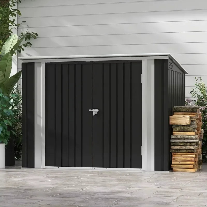 6 ft x 3 ft Metal Shed for Outdoor Garden Storage with Double Lockable Doors and Easy Lift Hinges