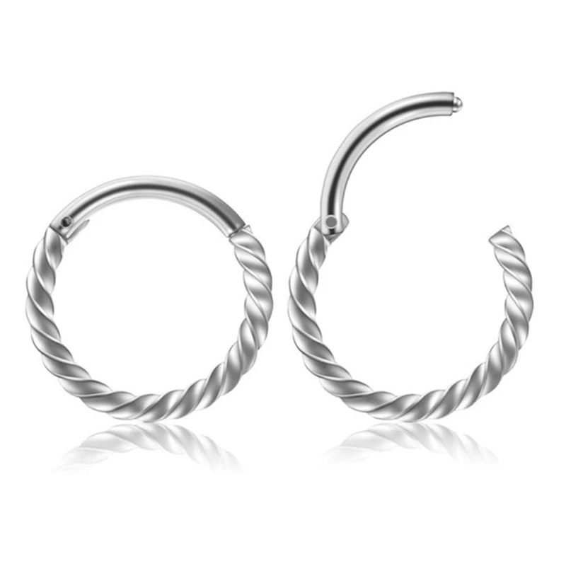 Stainless Steel Nose Hoop Round Shaped Nose Ornament Elegant Twist Hinged Rings Dropshipping