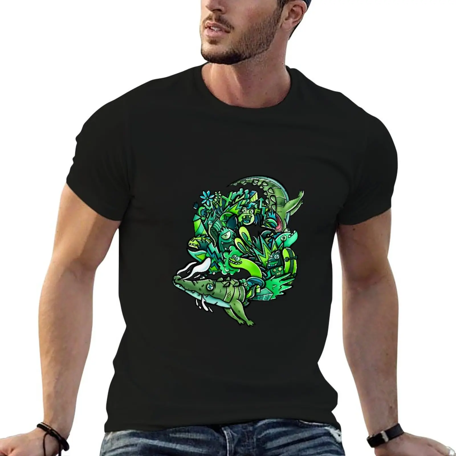Doodle croc T-Shirt Fashion Pattern Printed Tee Shirt