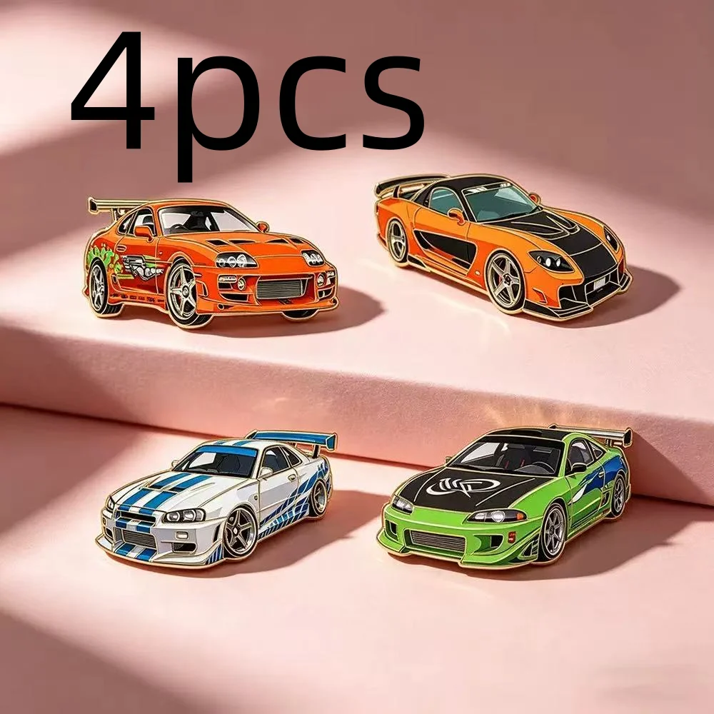 4pcs New Racing Car Collection Enamel PinsBrooches Racer Gift Wholesale