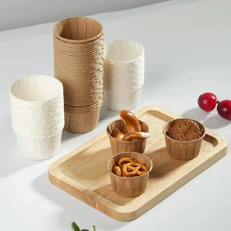 100/200 Uds Mini vasos de papel desechables 0,75/1/2,5 Oz Mini vasos para pastillas, salsas, condimentos, centros comerciales, tazas de degustación de mercados