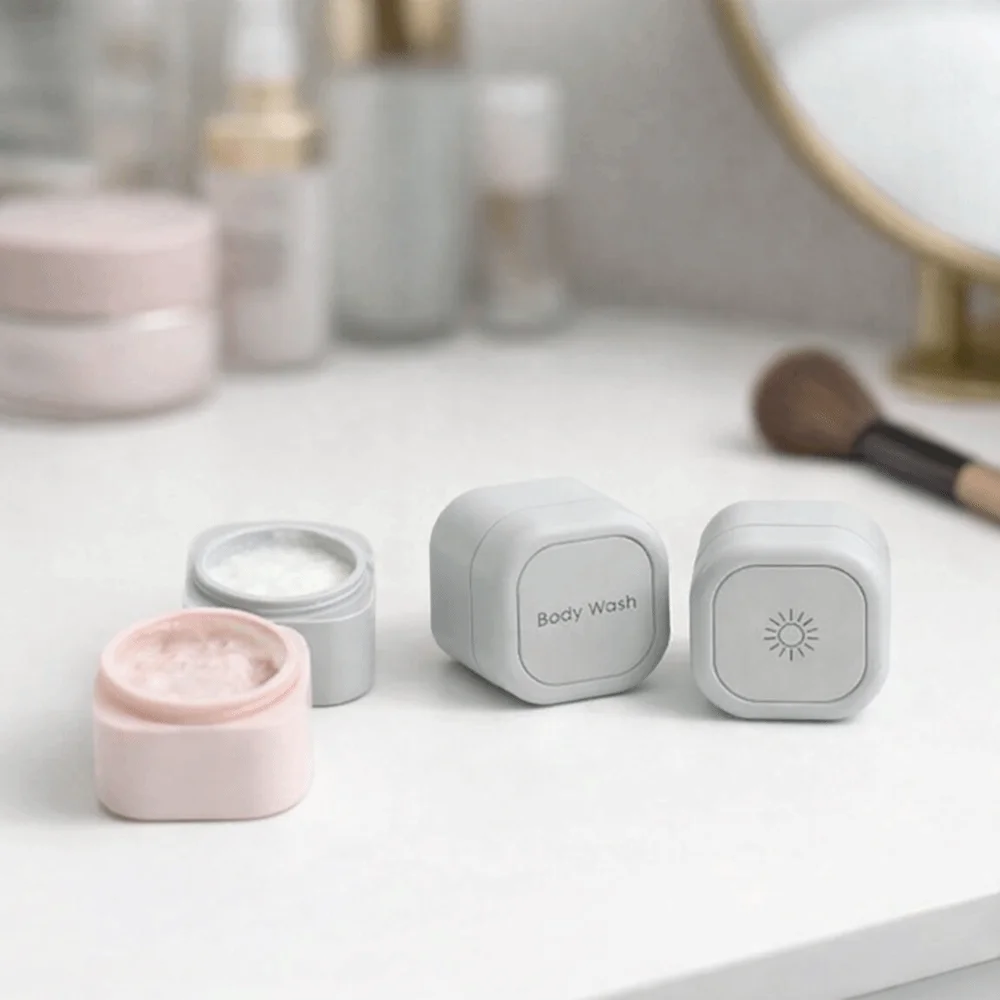 

3PCS Hexagonal Magnetic Absorption Container Eco-Friendly Leak-Proof Magnetic Cream Lotion Box Refillable with Lid