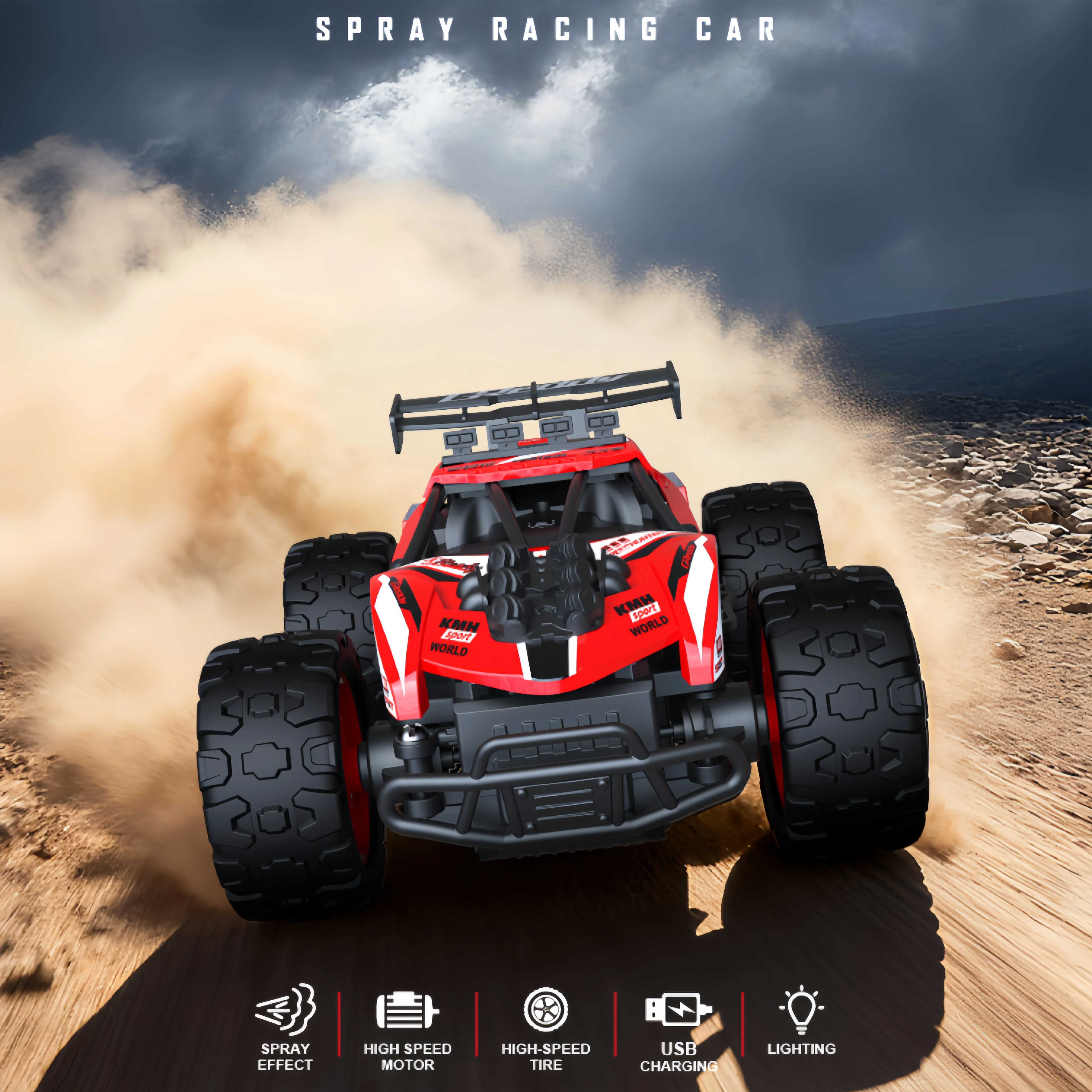 Nouvelle voiture télécommandée à grande vitesse à l'échelle 1:18, simulation de pulvérisation arrière d'échappement, vitesse maximale 40 km/h, voiture télécommandée tout-Terrain, bon cadeau pour adultes et garçons