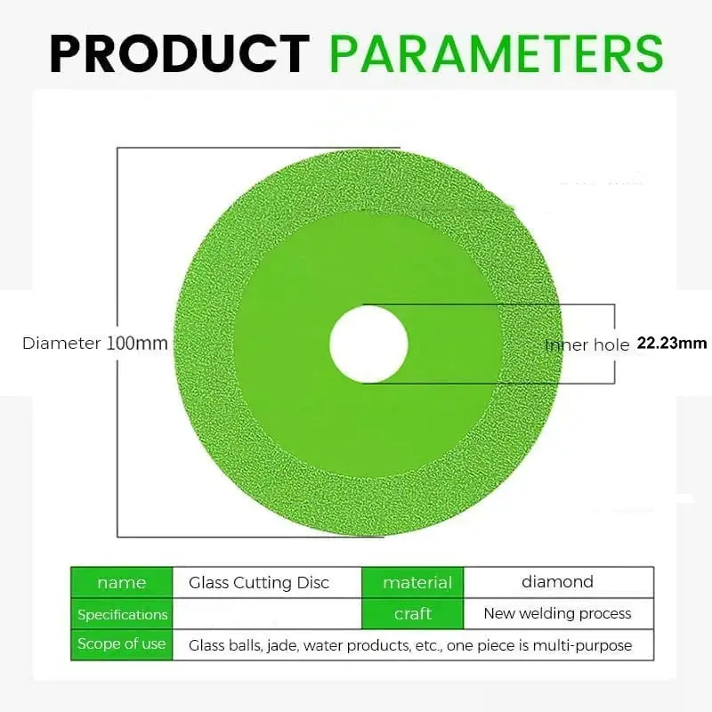 Glass Cutting Disc Thin Saw Wheel Glass Ceramic Cutting for Angle Grinder 4'' Diamond Saw Blade 100mm 22.23mm Bore Cutting Disc