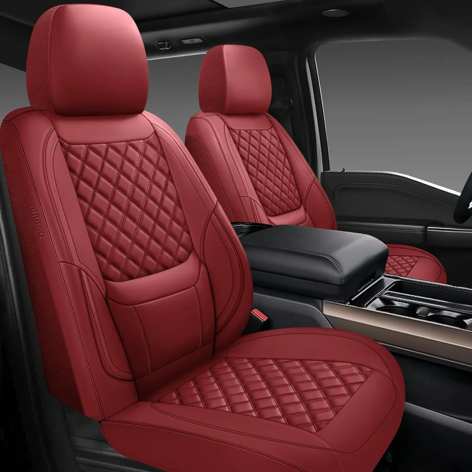 

Universal Faux Leather Car Seat Covers Full Set, Waterproof Protector for Cars SUVs Trucks Sedans with Airbag Compatibility