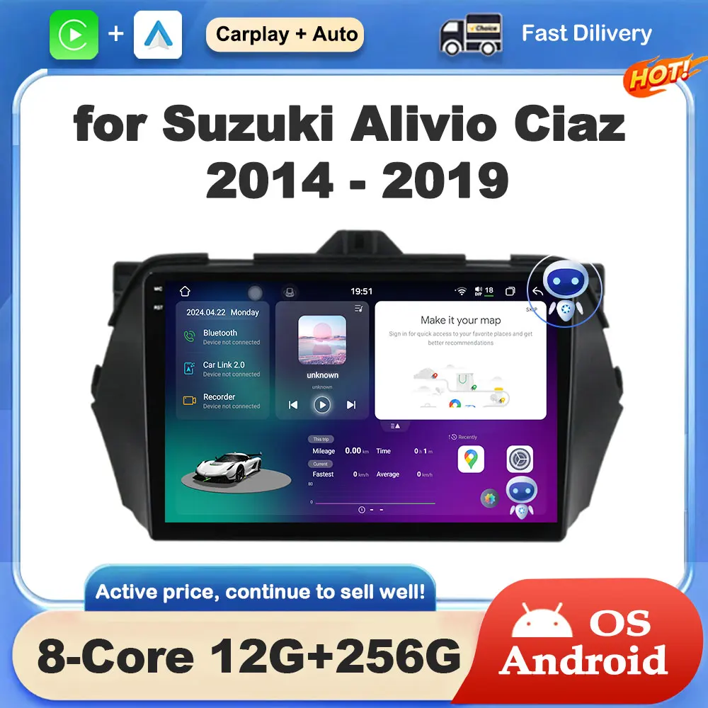 

GPS Navigation Android OS for Suzuki Alivio Ciaz 2014 - 2019 Car Video Multimedia Radio Player WiFi+4G BT Autoradio Auto Tools