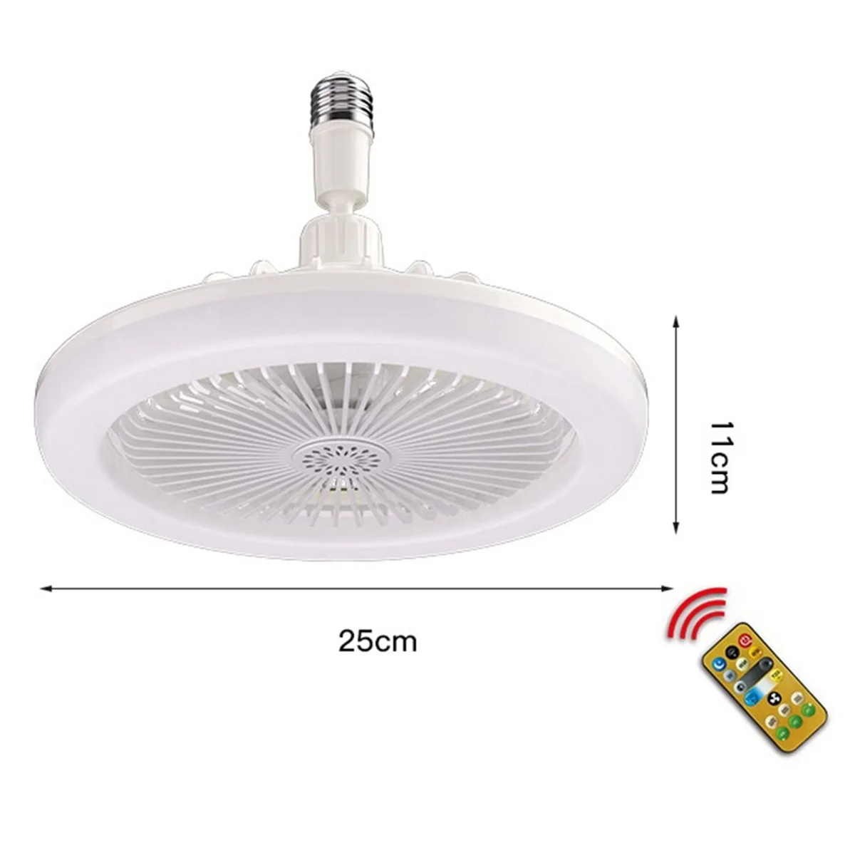 Inteligente ventiladores de teto silenciosos com controle remoto, lâmpada leve, E27 Converter Base, Quarto, Sala