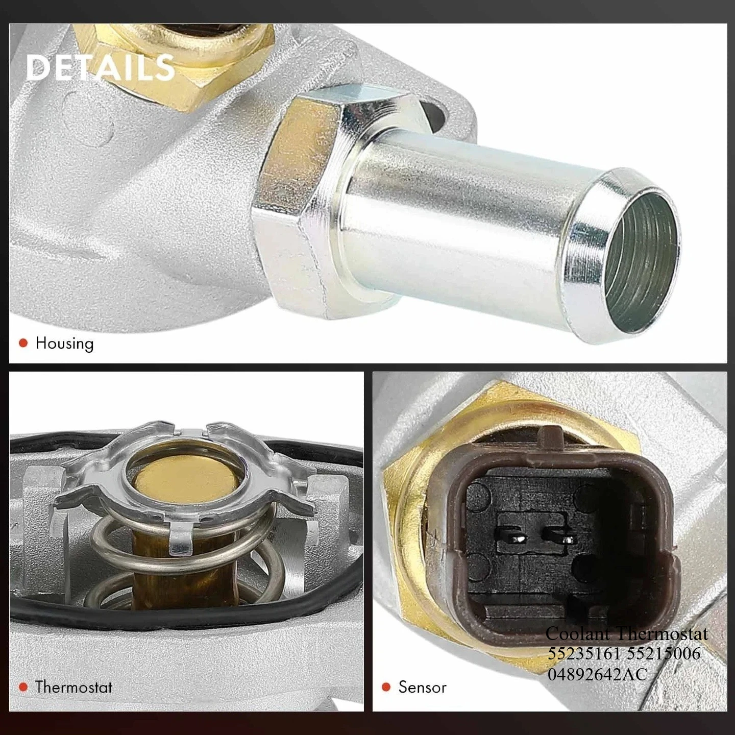 OEM 55235161 55215006 04892642AC Brand New Coolant Thermostat With Housing Sensor For ALFA ROMEO FIAT JEEP RENEGADE LANCIA