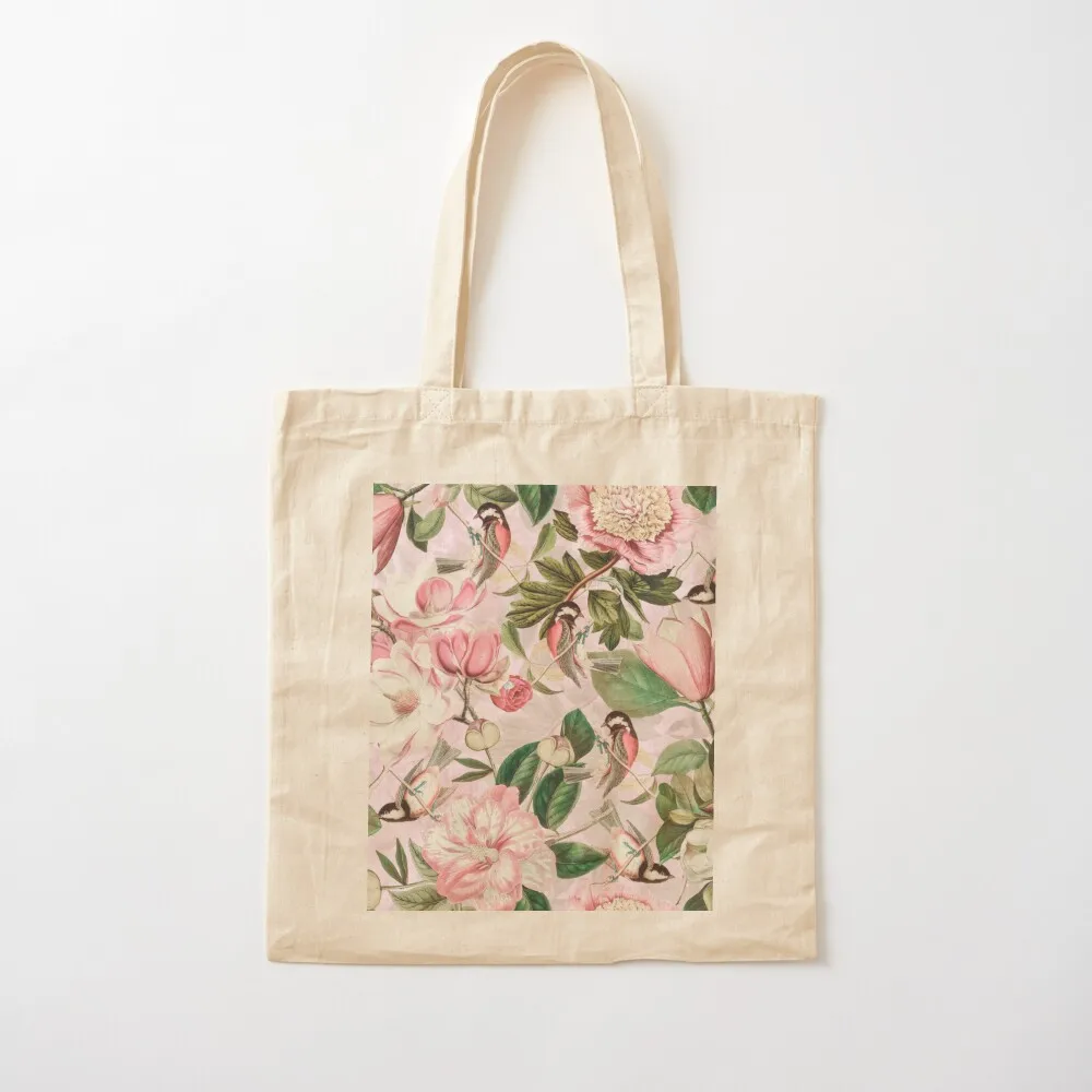 UtART - Vintage Peonies Spring Flower Botanical Garden Pattern Pink Sepia Nightgarden Tote Bag cute tote bag tote bag men's
